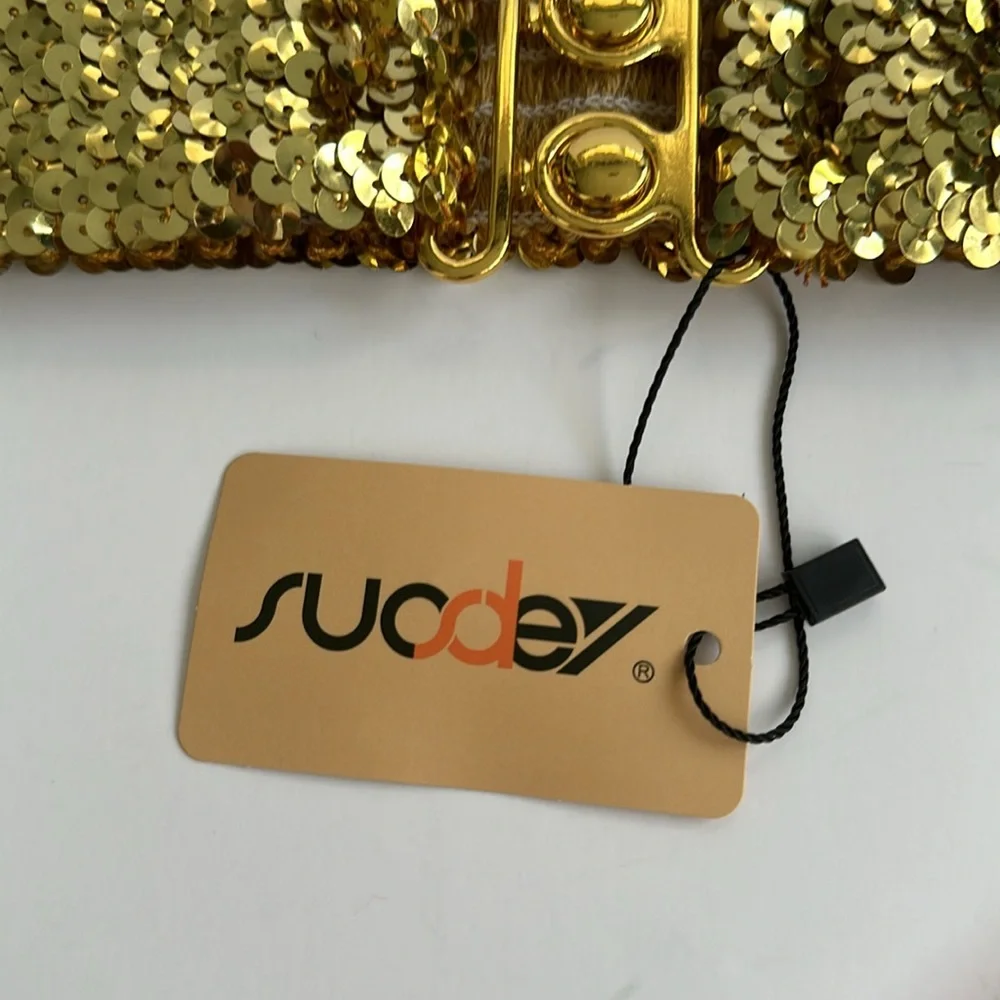 NWT Gold Sequin Stretchy Belt